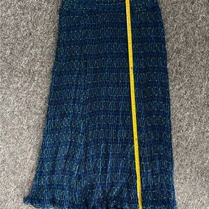 Tory Burch Blue and Green Pleated Maxi Skirt Size 6